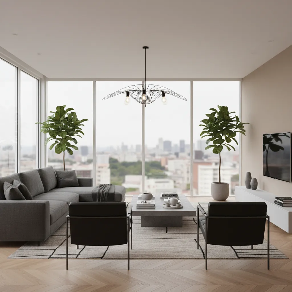 Architectural visualization scene filled with furniture and decor 3D models