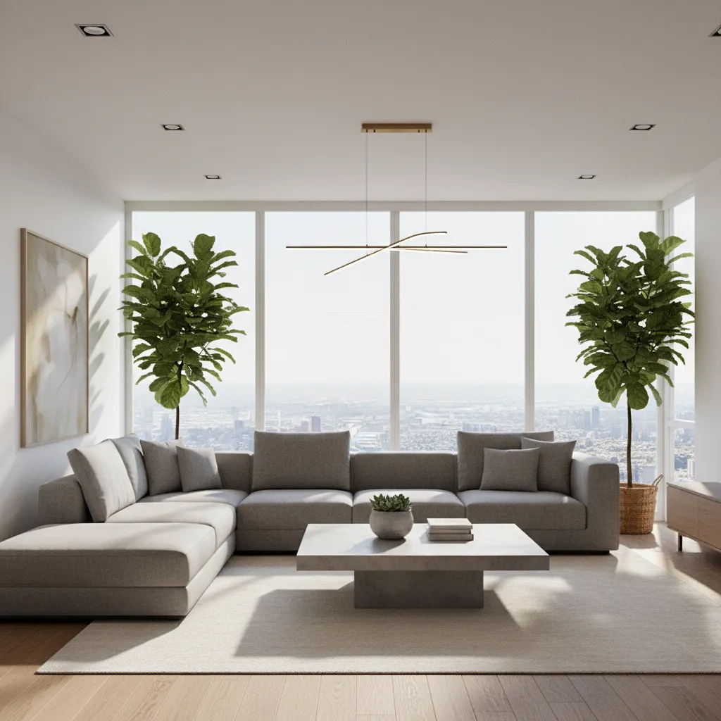 Architectural interior visualization scene with furniture and decor 3D assets