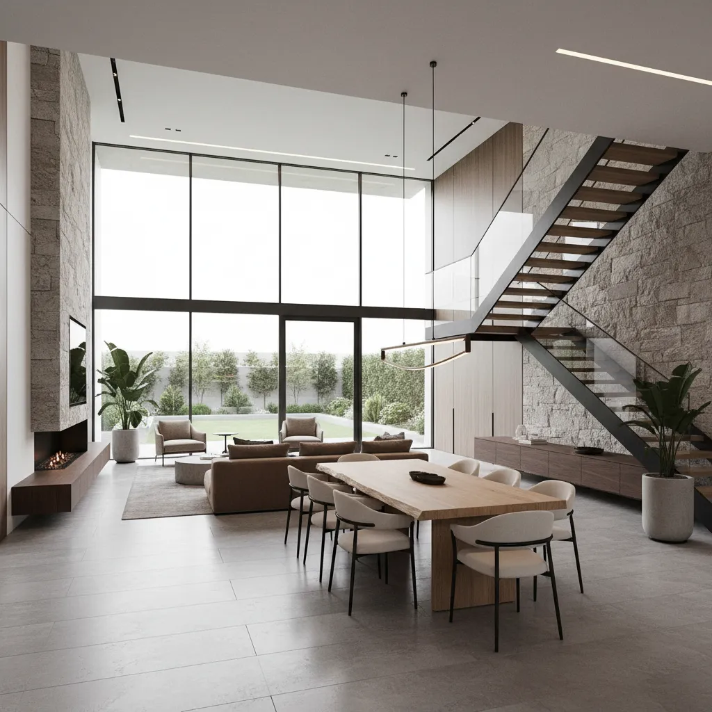 Luxury residential interior emphasizing architectural layout and spatial planning