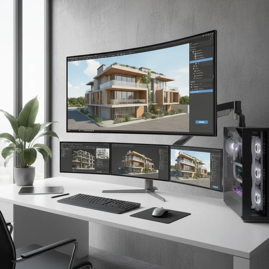 architectural building model in 3D visualization software exported using DAE format