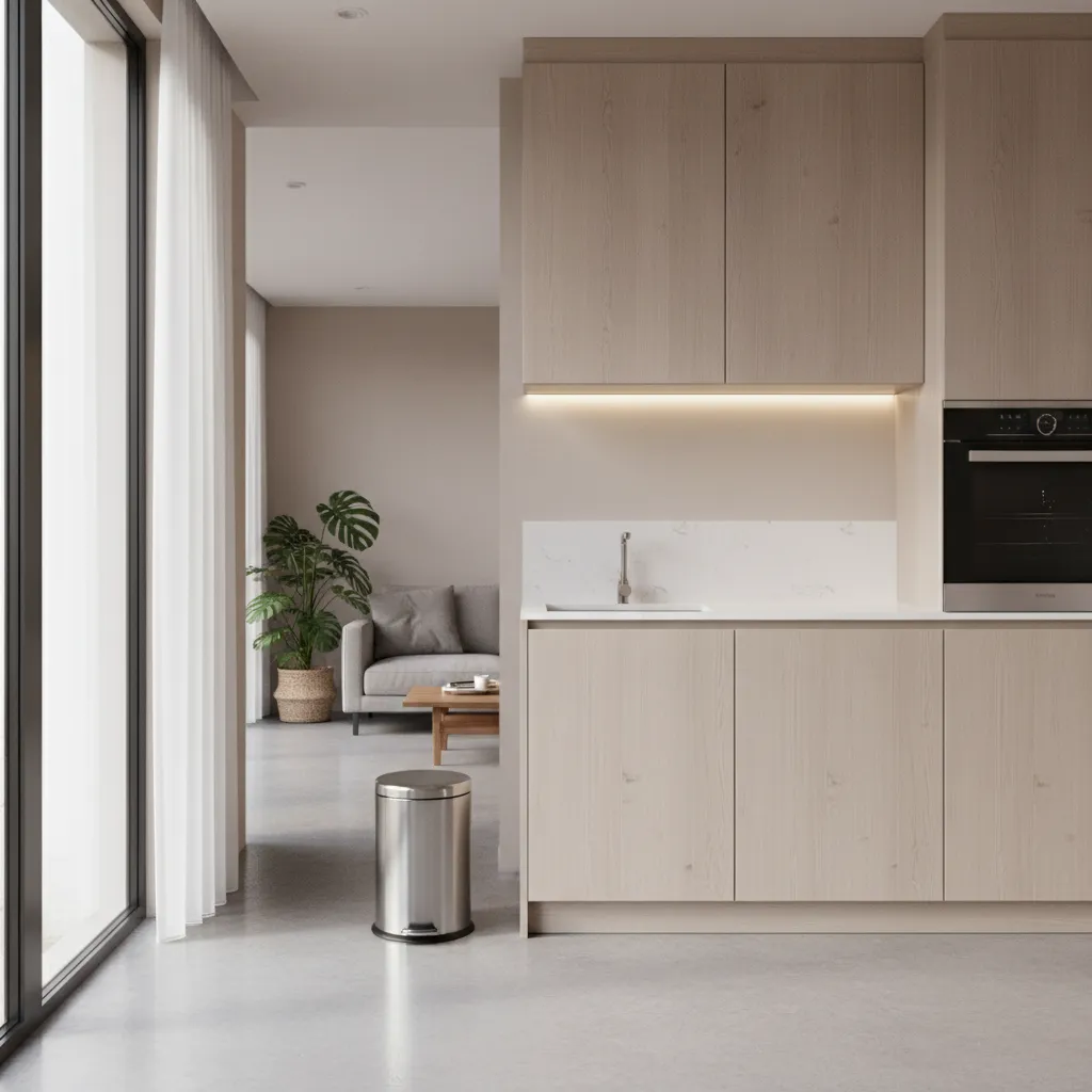 aristo bin 3d model placed inside a modern interior visualization scene
