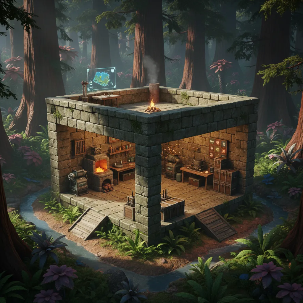 Diseño compacto de base cuadrada en ARK con dos pisos