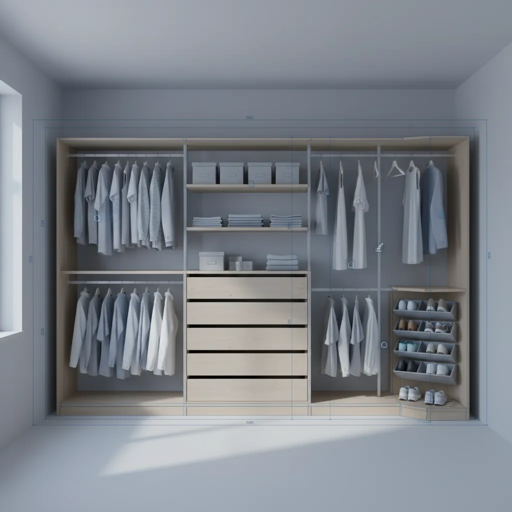 Planificación en 3D del interior de un armario empotrado