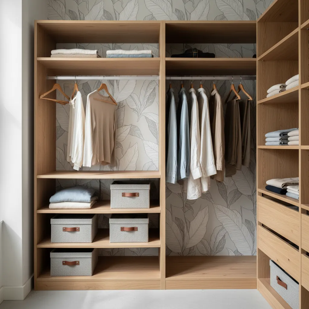 Interiores de armarios decorados con papel: ideas reales