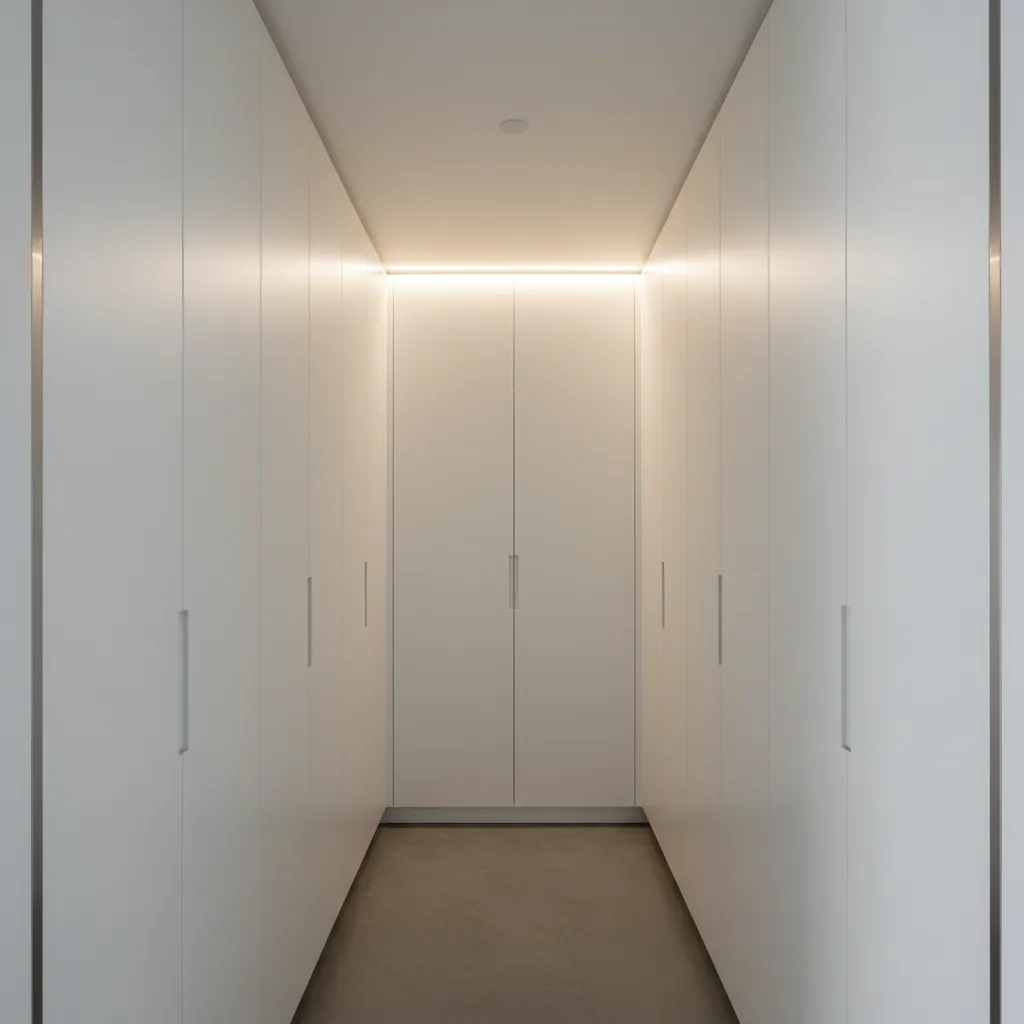 Armarios empotrados minimalistas en un pasillo estrecho