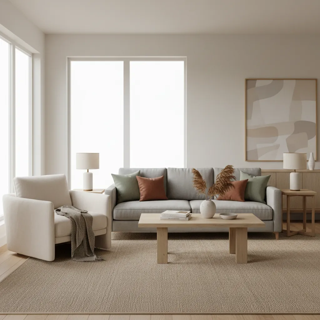 Comfortable upholstered armchair positioned in a living room seating layout