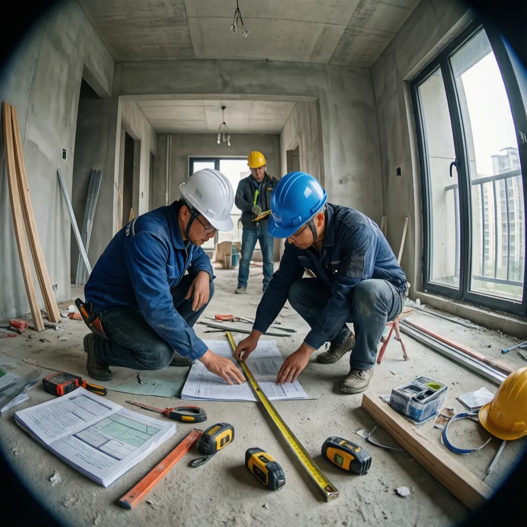 Arquitecto técnico supervisando una obra de reforma interior