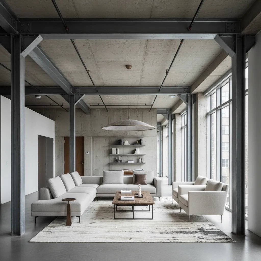 Espacio interior mostrando relación entre estructura arquitectónica y mobiliario