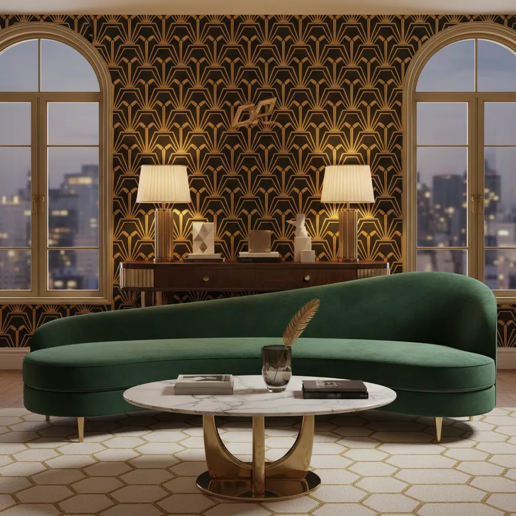 Muebles curvos y elegantes característicos del estilo Art Deco