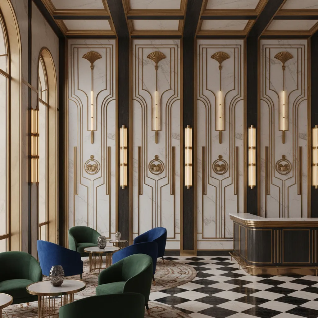 Art Deco wall composition showing vertical proportion divisions