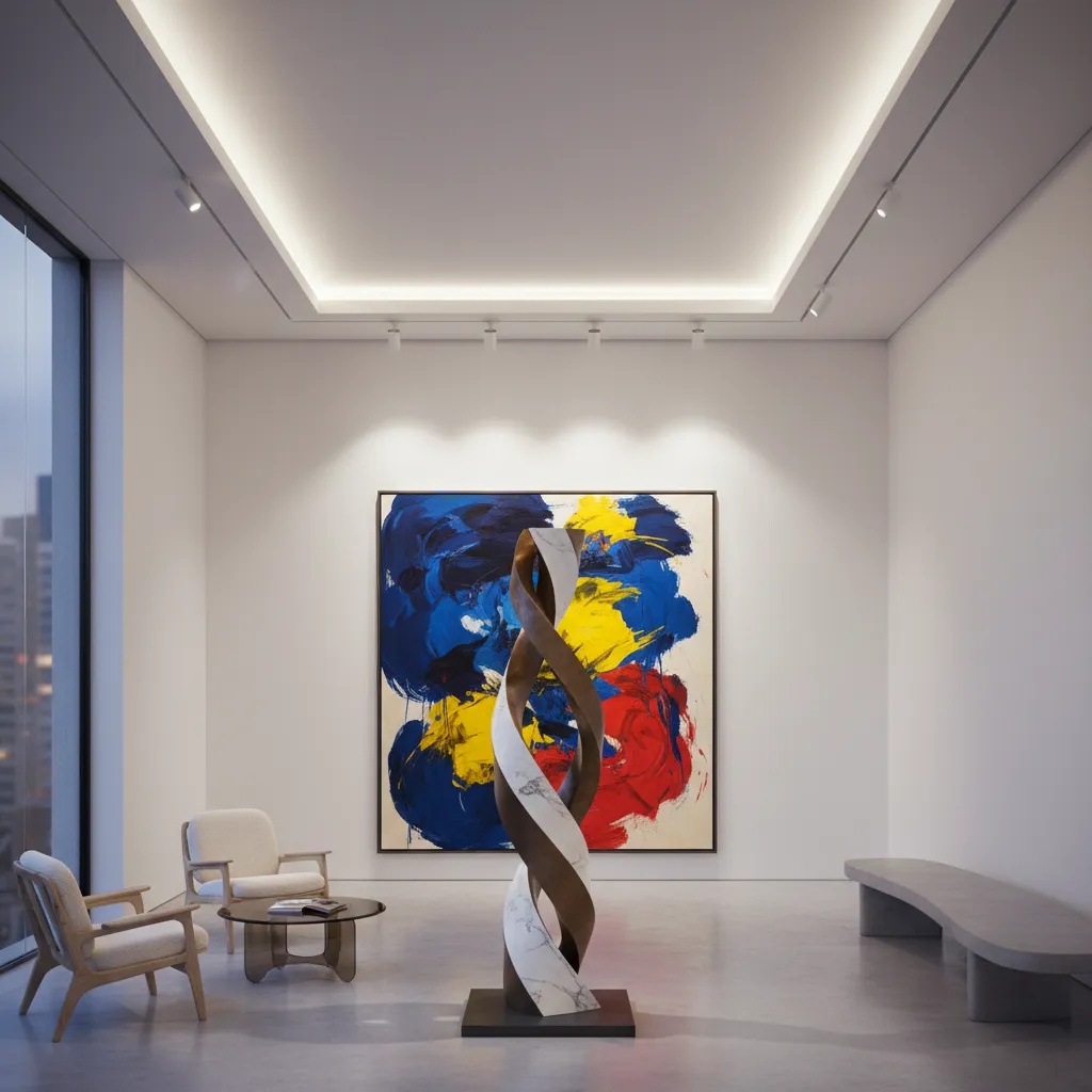 Interior donde el arte es el elemento central del diseño