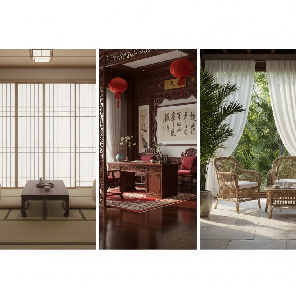Comparison of Japanese Chinese and Southeast Asian interior design styles