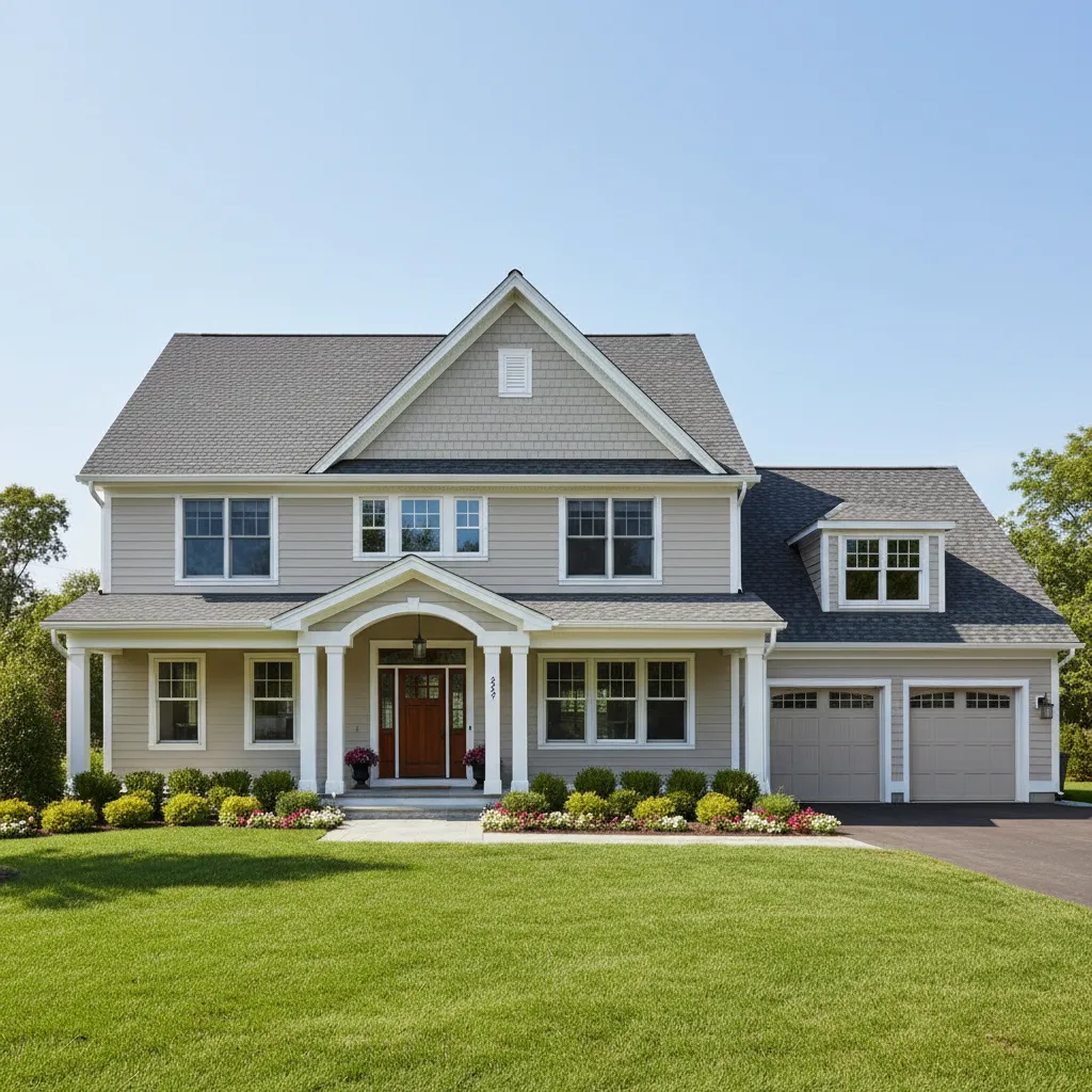 typical suburban home with asphalt shingle roof