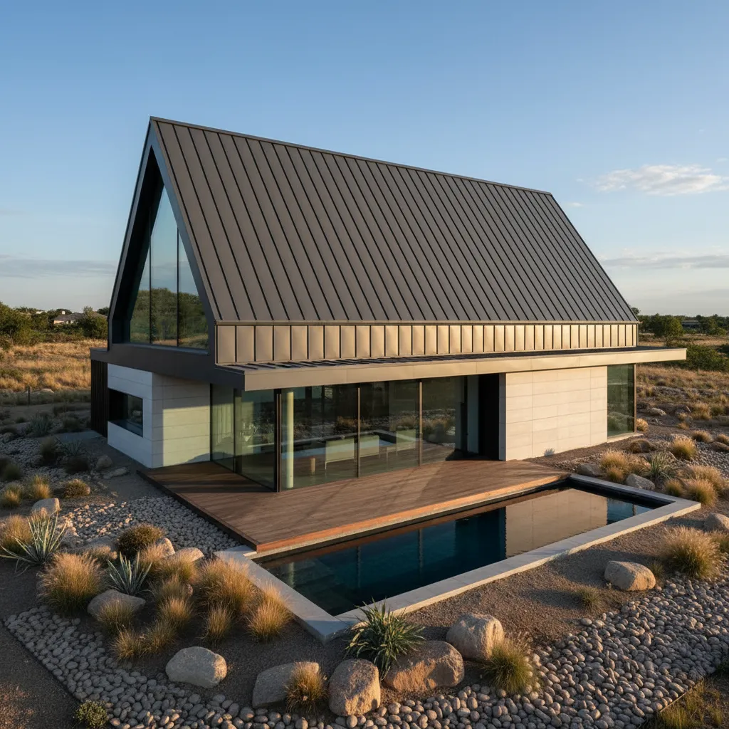 Rumah modern dengan desain atap pelana sederhana