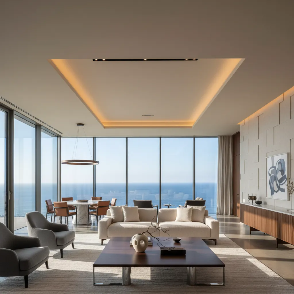 Ático de lujo con grandes ventanales y vistas al mar