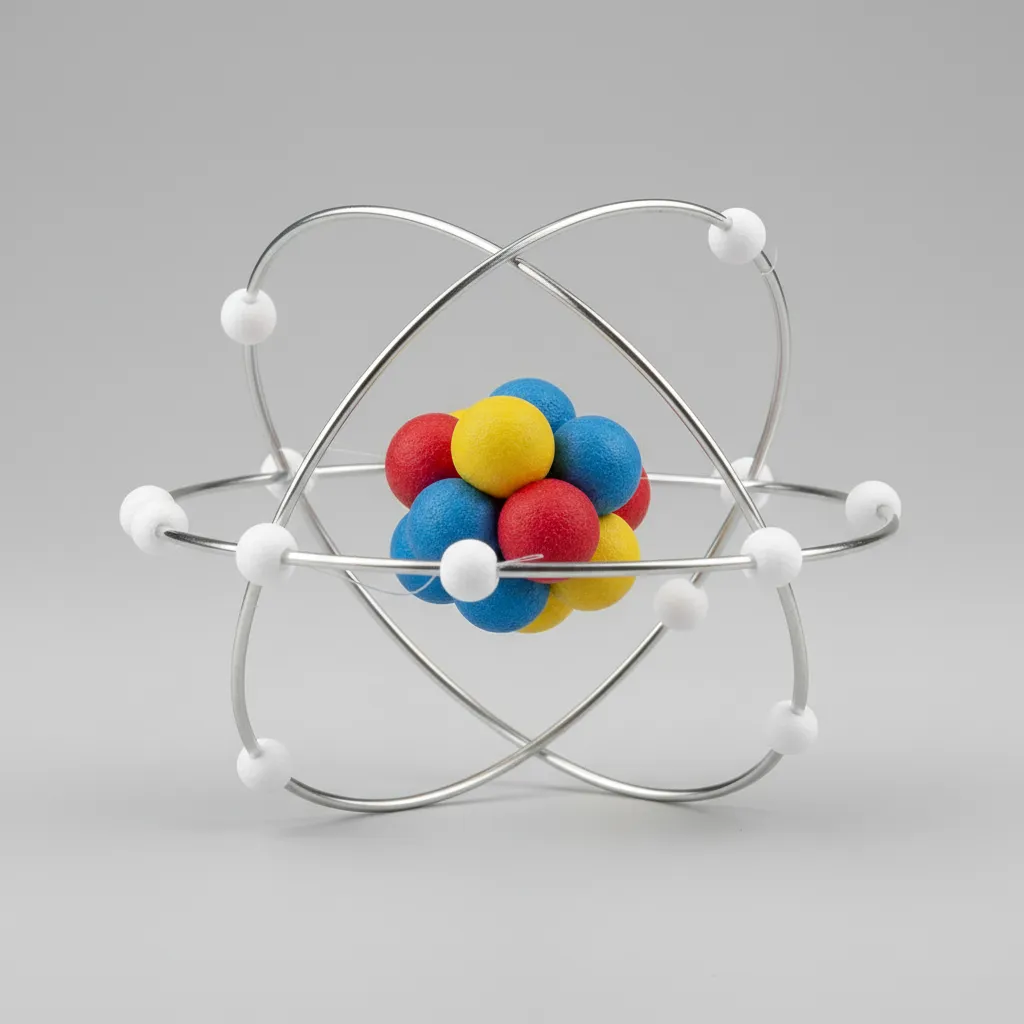atom model orbit rings made from aluminum wire with evenly spaced electrons