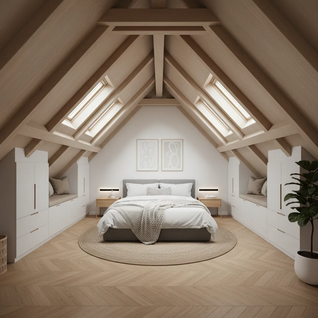Professional Design Strategies for Attic and Loft Bedrooms: Architect-level techniques for designing attic bedrooms with angled walls, smart layouts, and custom built-ins.