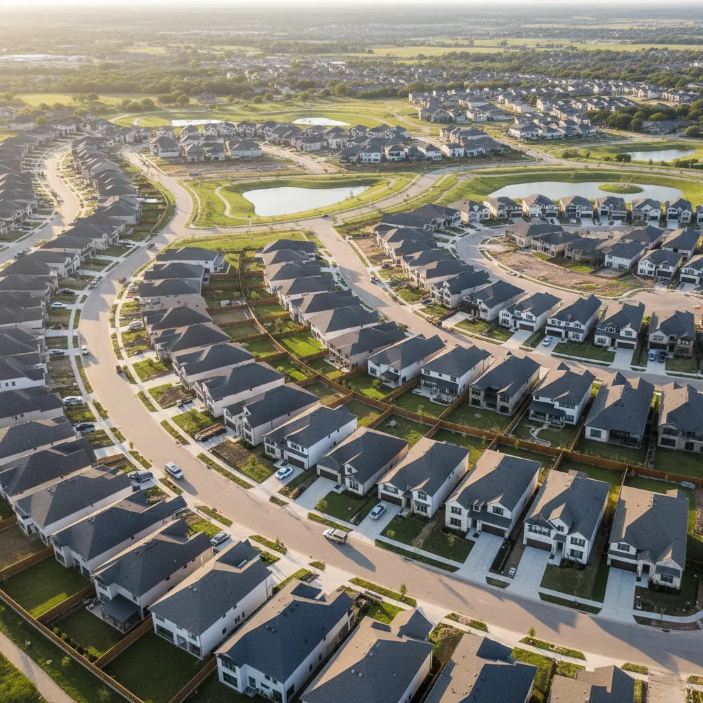 New suburban housing development expanding in Austin Texas