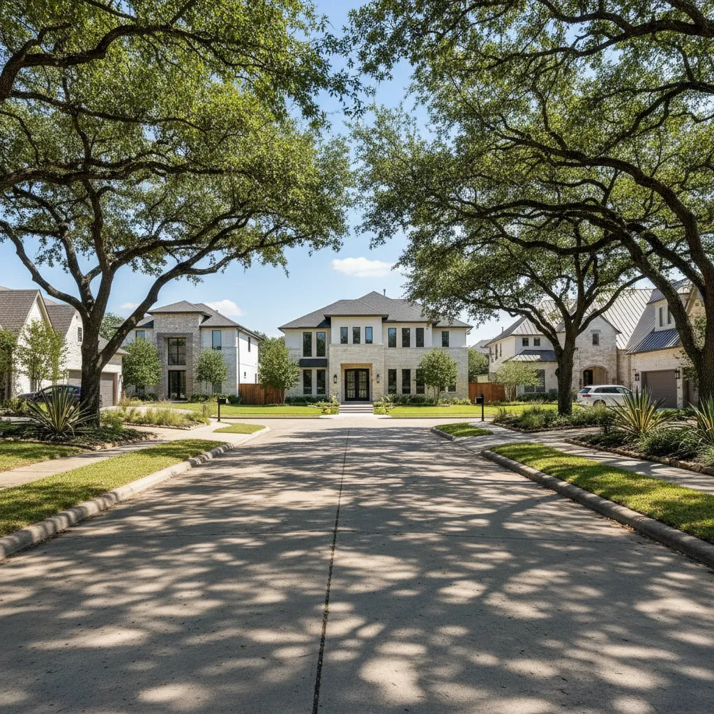 Large 4000 sq ft suburban homes in Austin Texas residential neighborhood