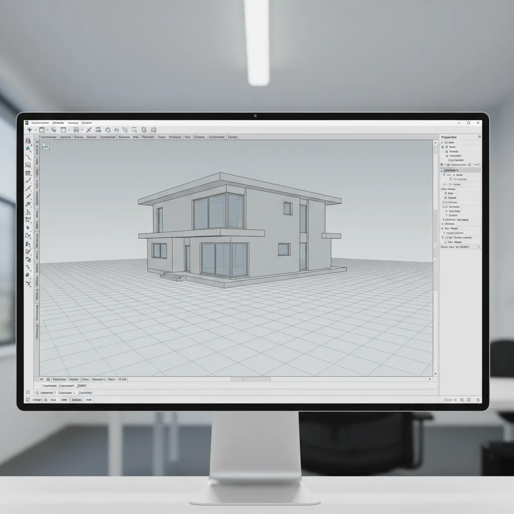 AutoCAD interface displaying a simple 3D architectural model