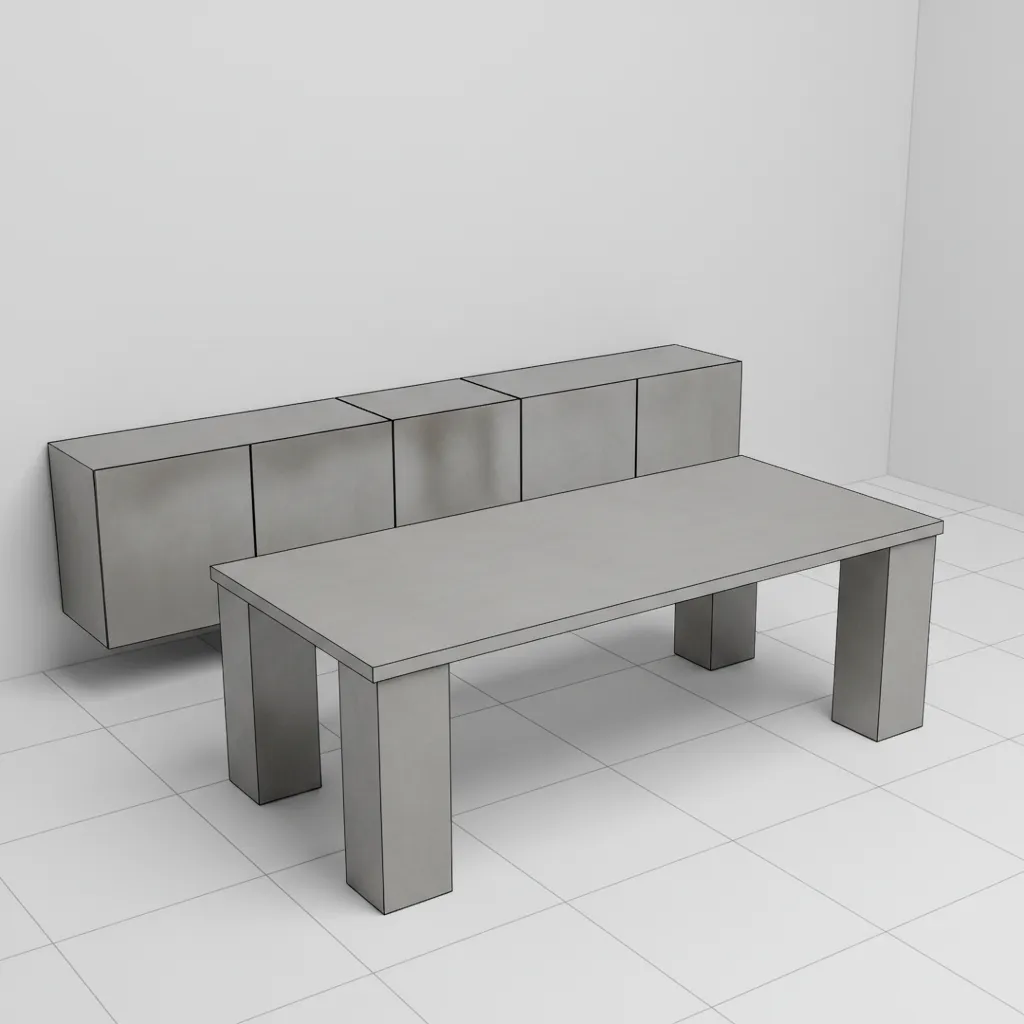 3D AutoCAD model of furniture created with extrusion and union tools