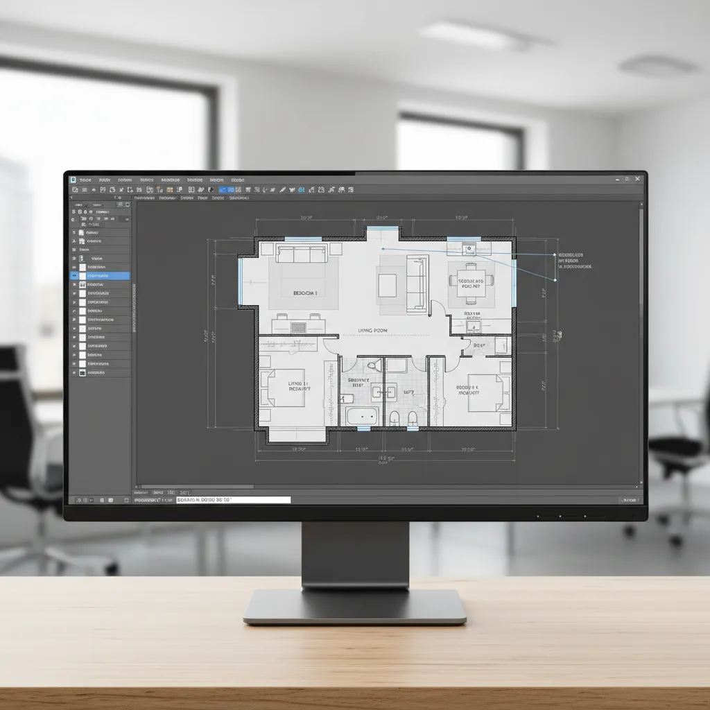 AutoCAD floor plan showing block insertion and annotation scale adjustments