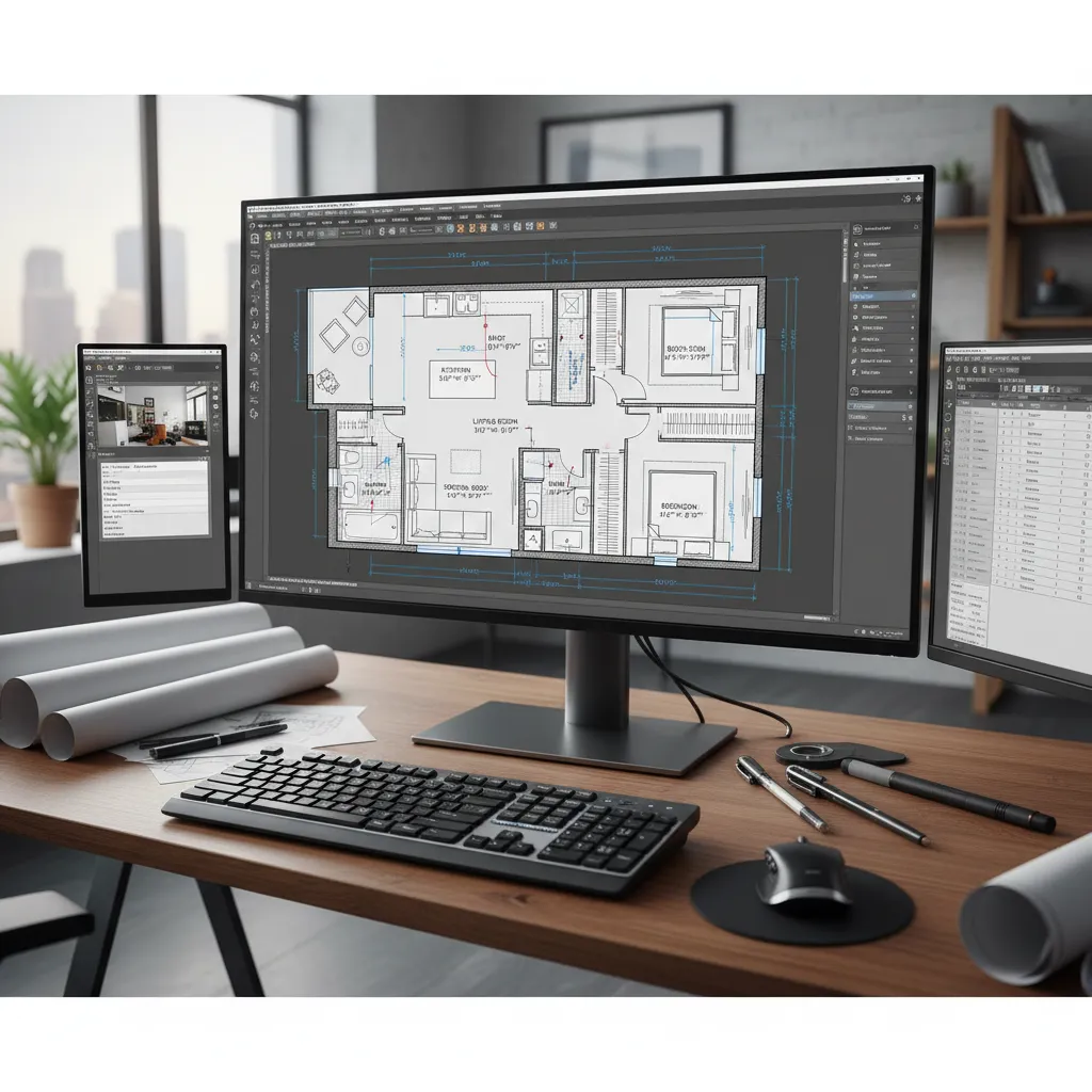 Plano técnico de vivienda creado en software CAD