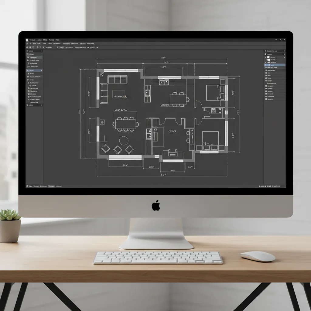 Autodesk AutoCAD floor plan layout displayed on a computer screen with precise measurements