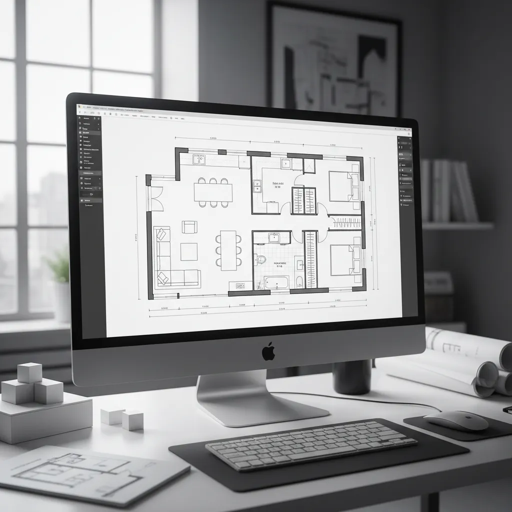 Detailed interior floor plan drawing created in CAD software