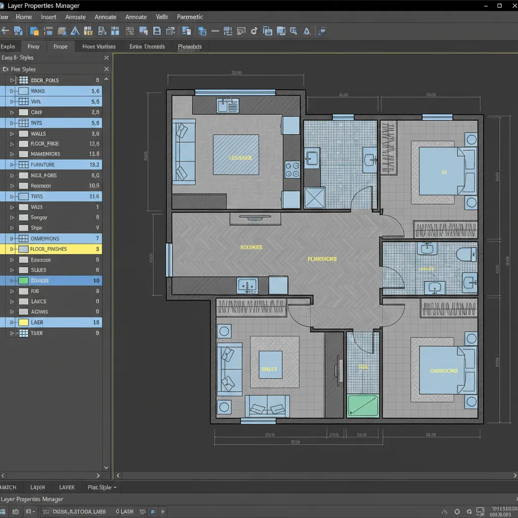 Organización de layers de hatch en un proyecto de AutoCAD