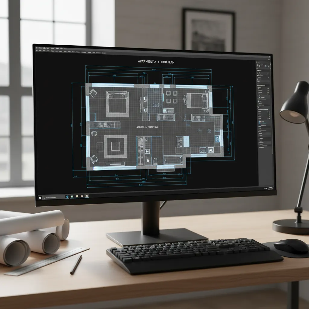 Plano técnico de distribución interior creado en AutoCAD