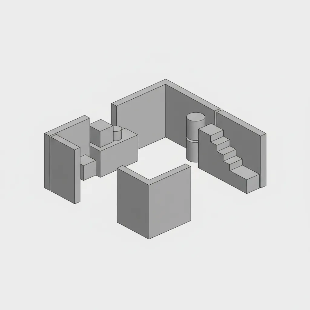 Example of AutoCAD solid modeling with extruded architectural elements