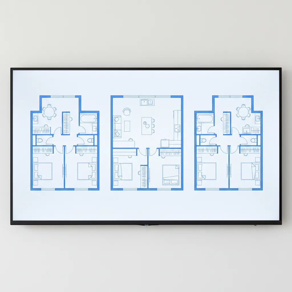 multiple apartment layout variations generated by floor plan software