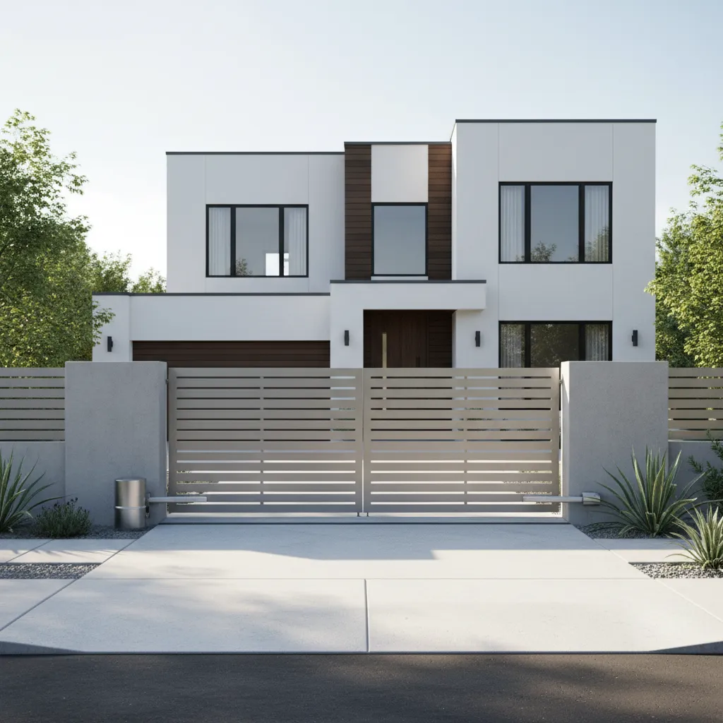 Automatic driveway gate system with motor and sliding mechanism