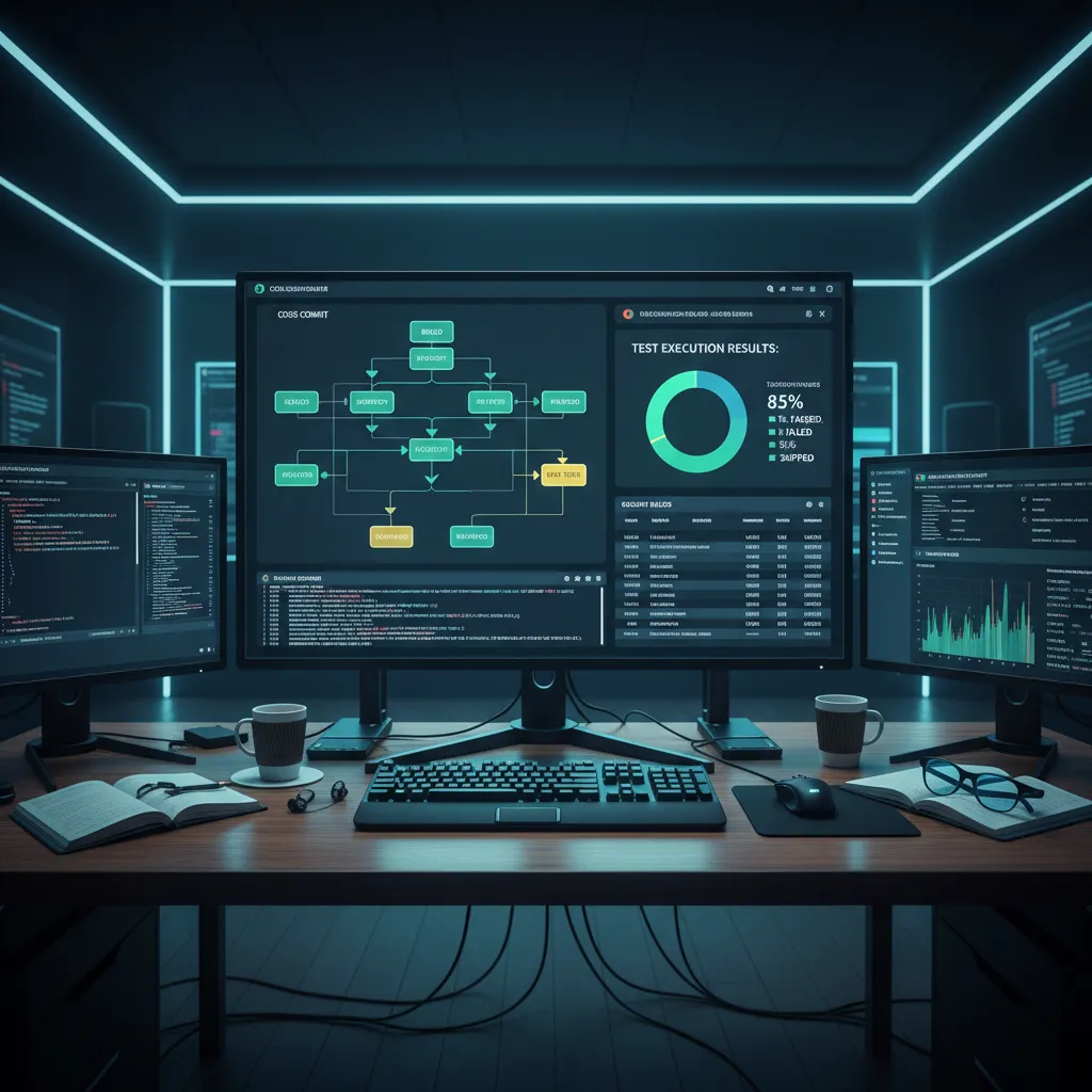 Pantalla mostrando ejecución automática de pruebas de software