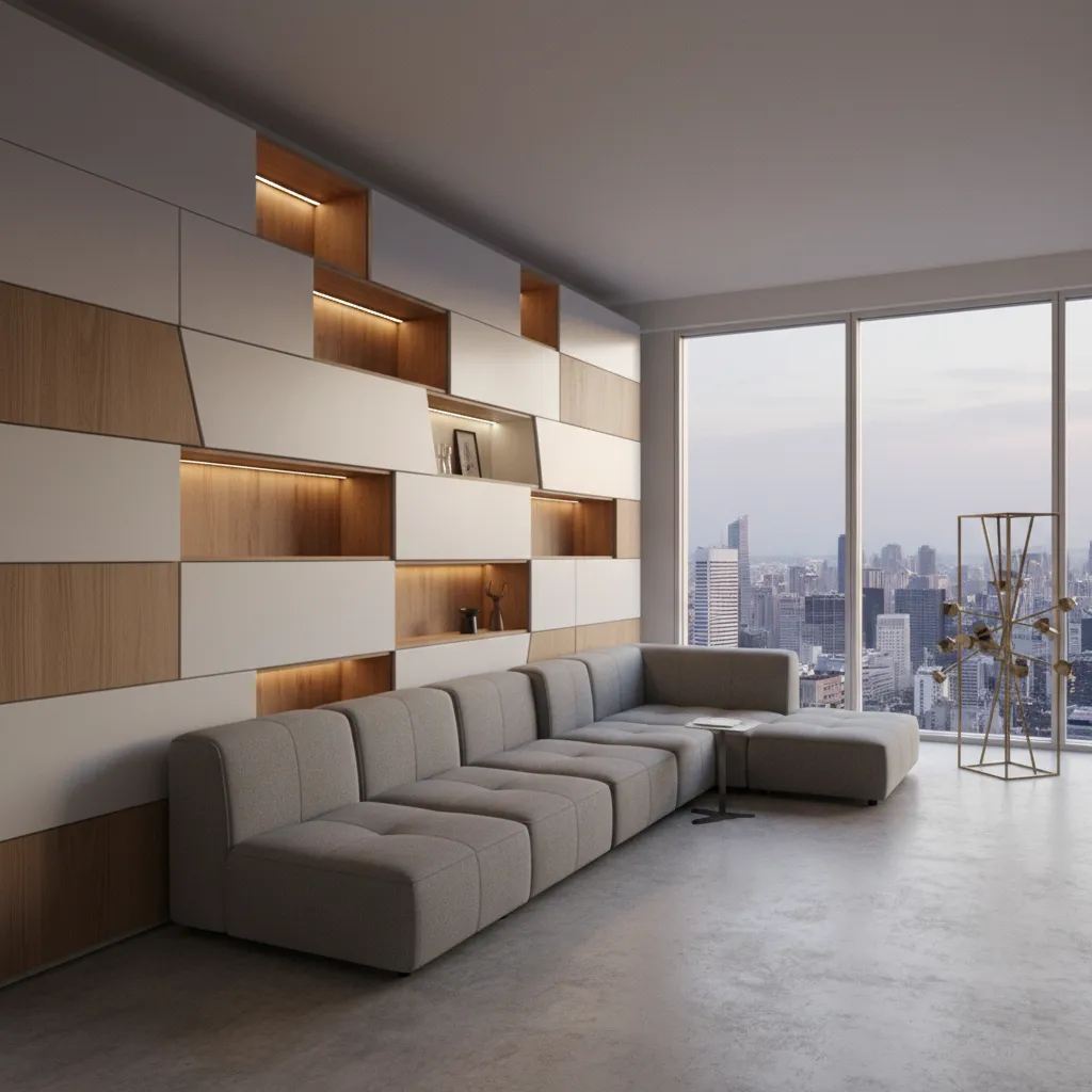 Apartamento pequeño con diseño interior vanguardista y mobiliario minimalista