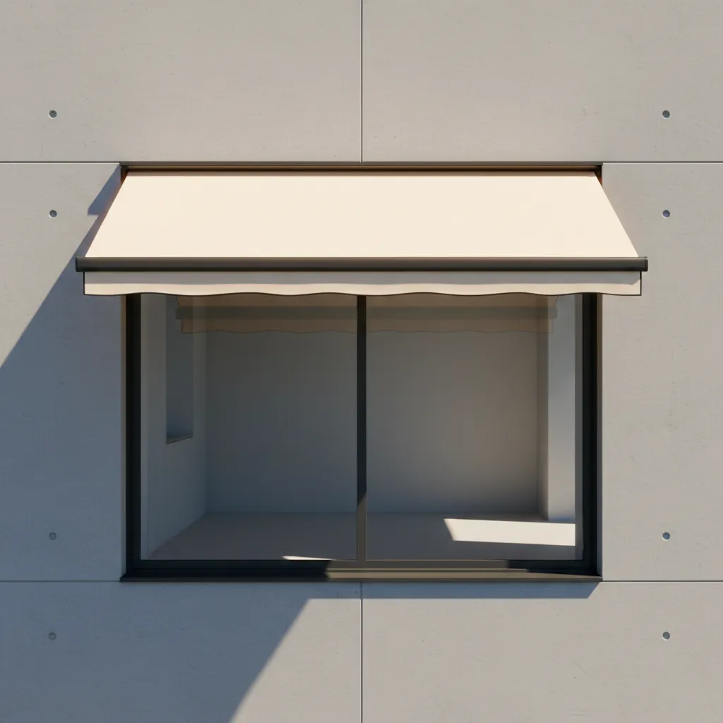 visual example showing sunlight blocked by a window awning