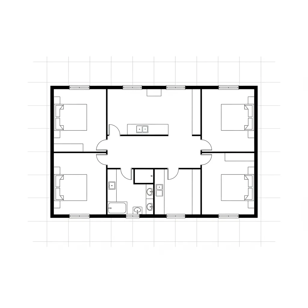 Simple floor plan drawn with basic lines representing AWT style rendering