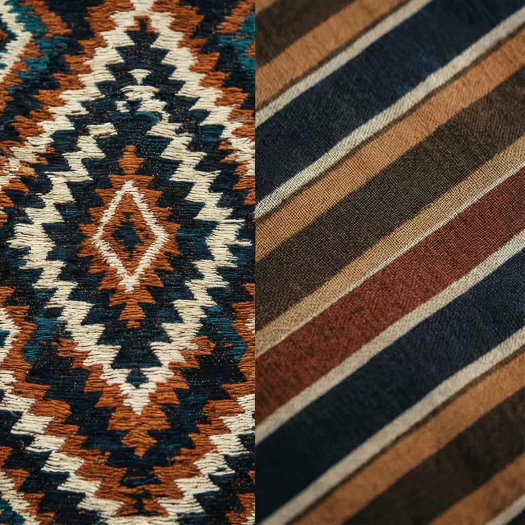 visual comparison of aztec geometric patterns and tribal organic patterns