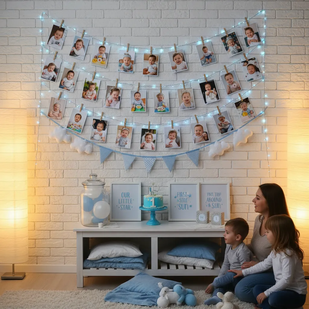 baby first year milestone photo wall decoration for birthday party