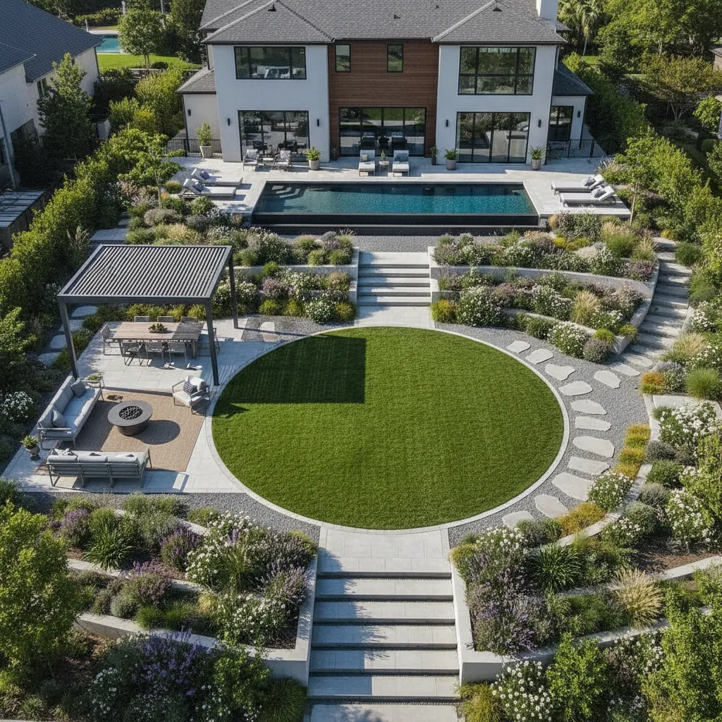 large backyard landscape area suitable for square yard measurement