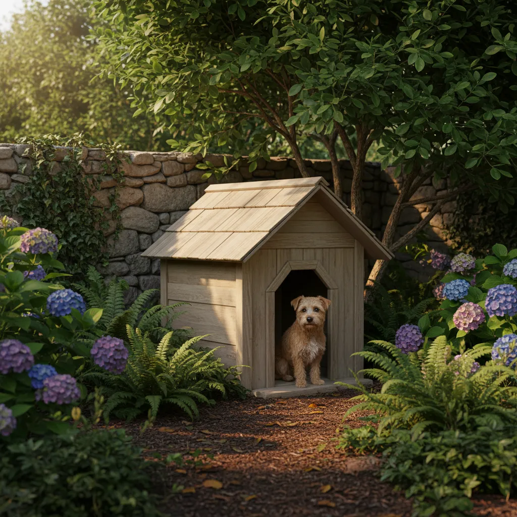 Ubicación correcta de una casa para perro en el jardín