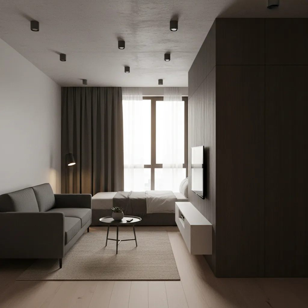 Bedroom partition blocking natural light in small apartment