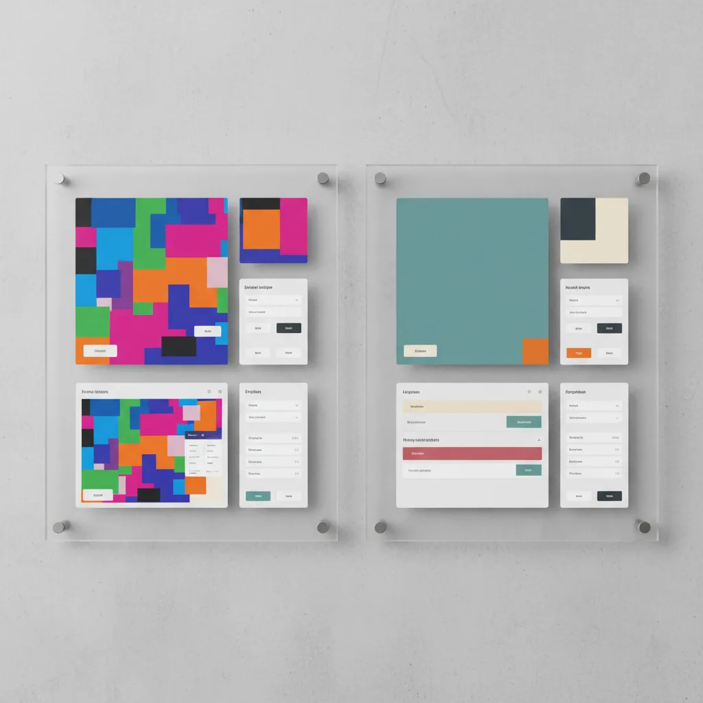 Comparison between clashing and balanced color palettes in a design layout