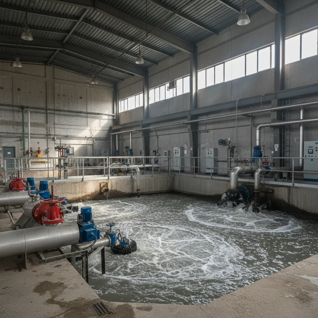 Tangki ekualisasi dalam instalasi pengolahan limbah rumah sakit