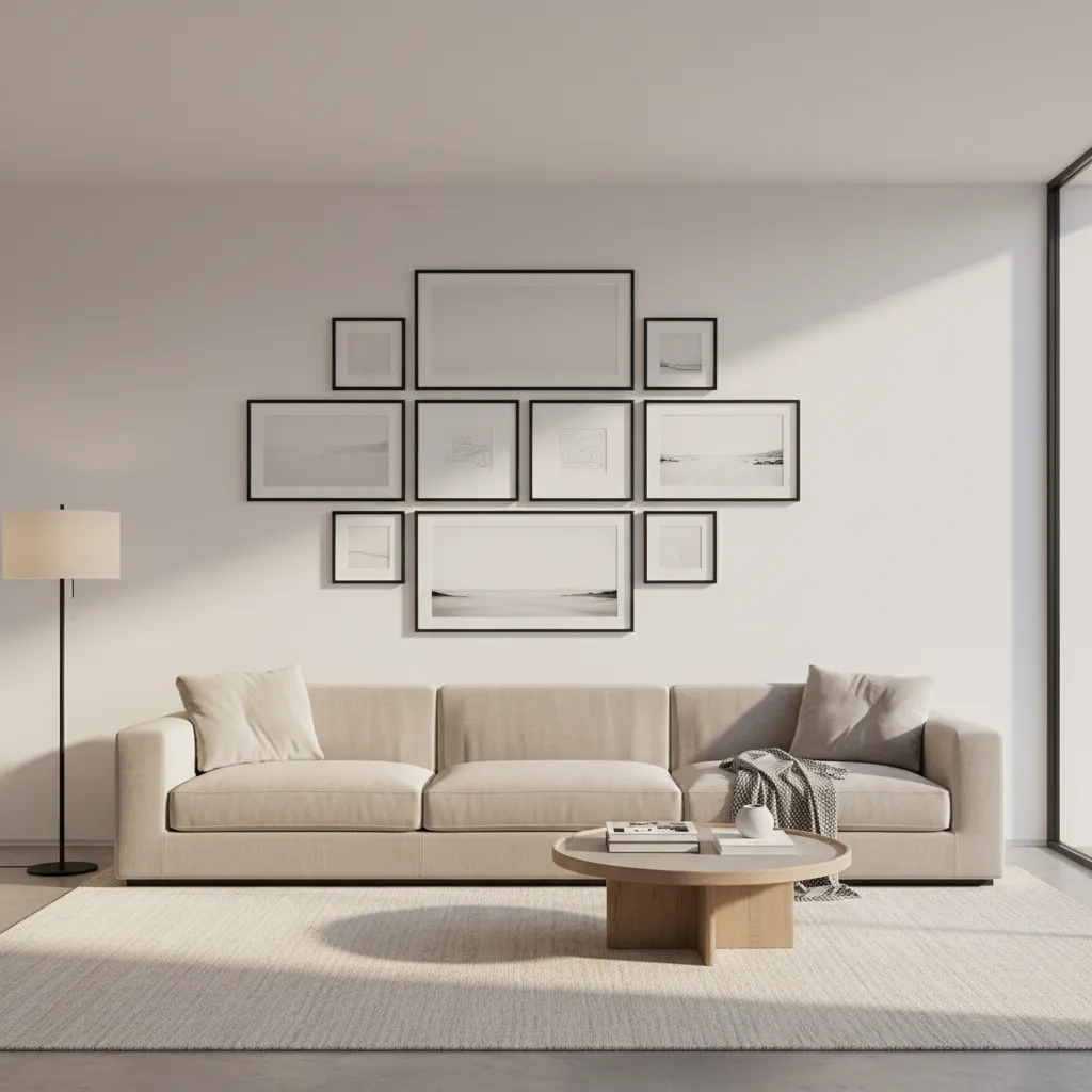 How Interior Designers Create Balanced 8 Frame Gallery Walls