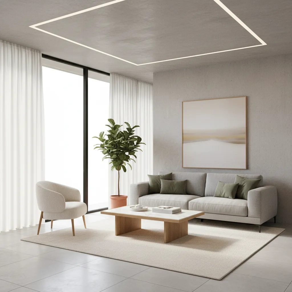 Living room showing balanced furniture scale and spacing