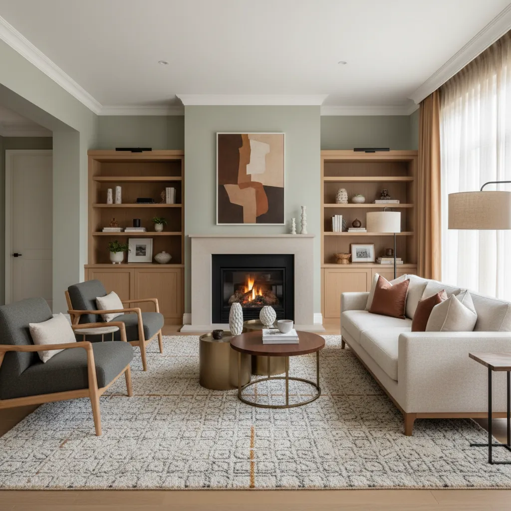 Distribución de muebles orientados hacia un punto focal