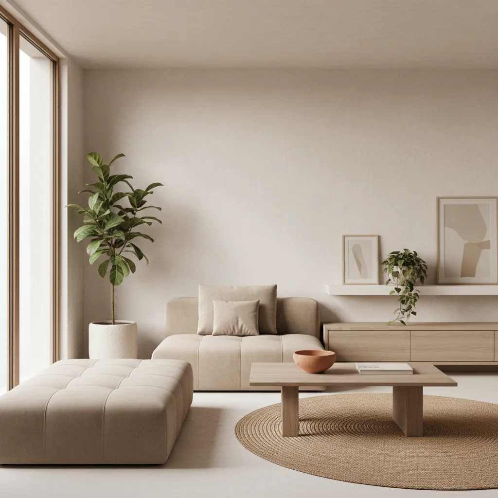 phòng khách có cây xanh trang trí cân bằng phong thủy