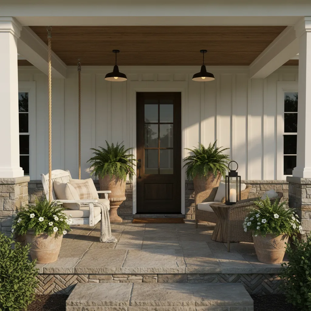 balanced front porch layout example for off center front door